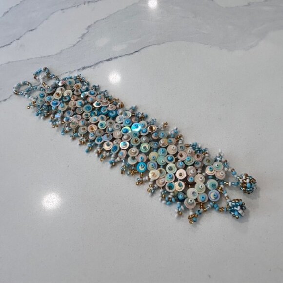 Handmade Boho Gypsy Bead and Sequins Wristlet - Picture 9 of 10